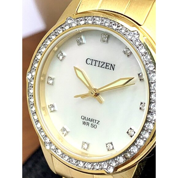 Citizen Women's Watch ER0222-56D Mother of Pearl White Dial Gold Quartz 30mm - Picture 1 of 13